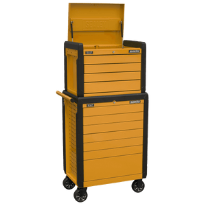 Sealey APPDSTACKO Superline PRO® Push-To-Open Topchest & Rollcab Combination 11 Drawer - Orange - APPDSTACKO - Sealey Tools UK - Trade Counter Direct