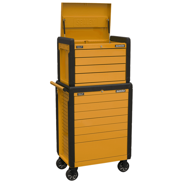 Sealey APPDSTACKO Superline PRO® Push-To-Open Topchest & Rollcab Combination 11 Drawer - Orange - APPDSTACKO - Sealey Tools UK - Trade Counter Direct