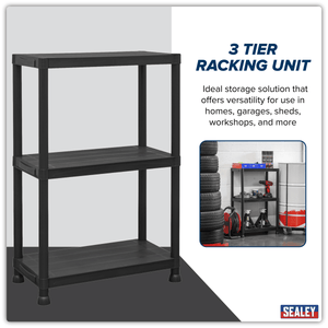 Sealey APPR3 Plastic Racking Unit with 3 Shelves 25kg Capacity Per Level - APPR3 - Sealey Tools UK - Trade Counter Direct