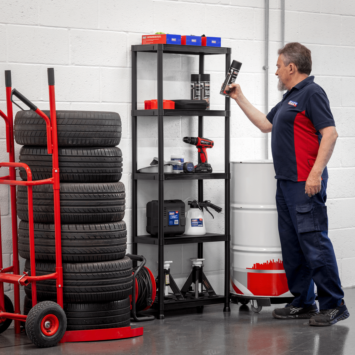 Sealey APPR5 Plastic Racking Unit with 5 Shelves 25kg Capacity Per Level - APPR5 - Sealey Tools UK - Trade Counter Direct