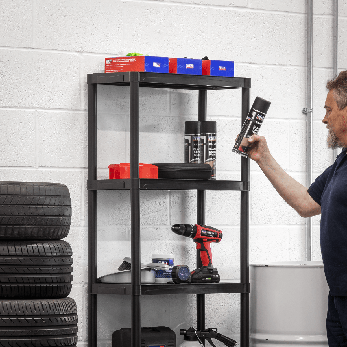 Sealey APPR5 Plastic Racking Unit with 5 Shelves 25kg Capacity Per Level - APPR5 - Sealey Tools UK - Trade Counter Direct