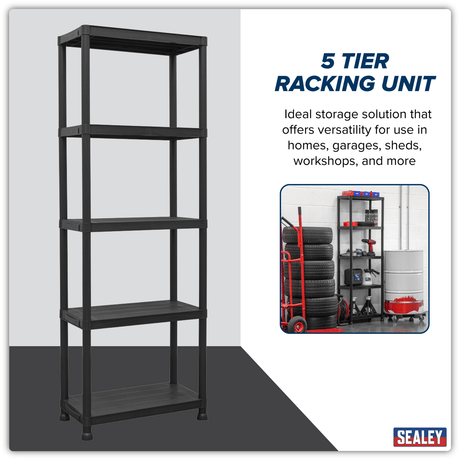 Sealey APPR5 Plastic Racking Unit with 5 Shelves 25kg Capacity Per Level - APPR5 - Sealey Tools UK - Trade Counter Direct