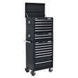 Sealey APSTACKTB Superline PRO® Topchest, Mid-Box Tool Chest & Rollcab Combination 14 Drawer - Black - APSTACKTB - Sealey Tools UK - Trade Counter Direct