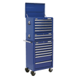 Sealey APSTACKTC Superline PRO® Topchest, Mid-Box Tool Chest & Rollcab Combination 14 Drawer - Blue - APSTACKTC - Sealey Tools UK - Trade Counter Direct
