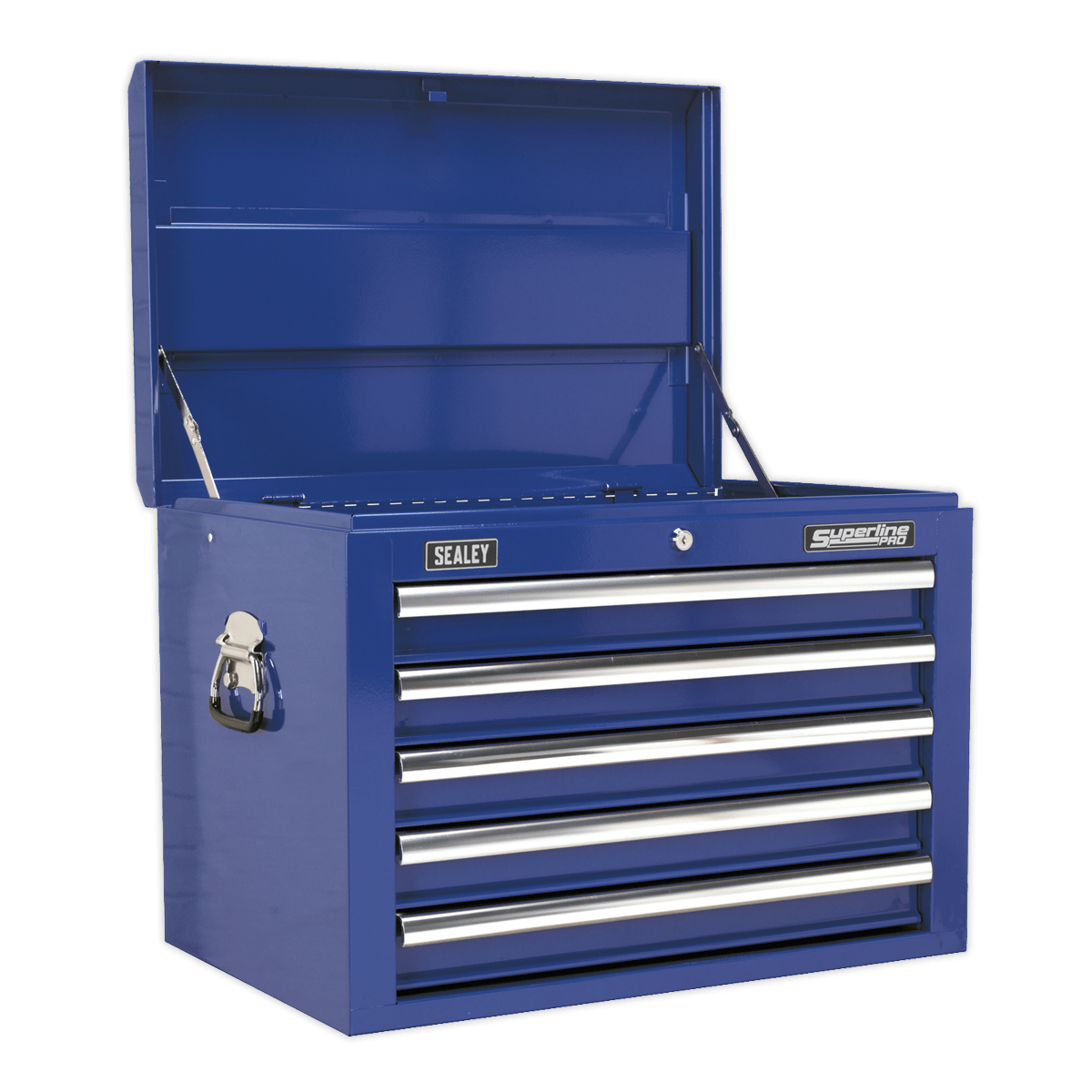Sealey APSTACKTC Superline PRO® Topchest, Mid-Box Tool Chest & Rollcab Combination 14 Drawer - Blue - APSTACKTC - Sealey Tools UK - Trade Counter Direct