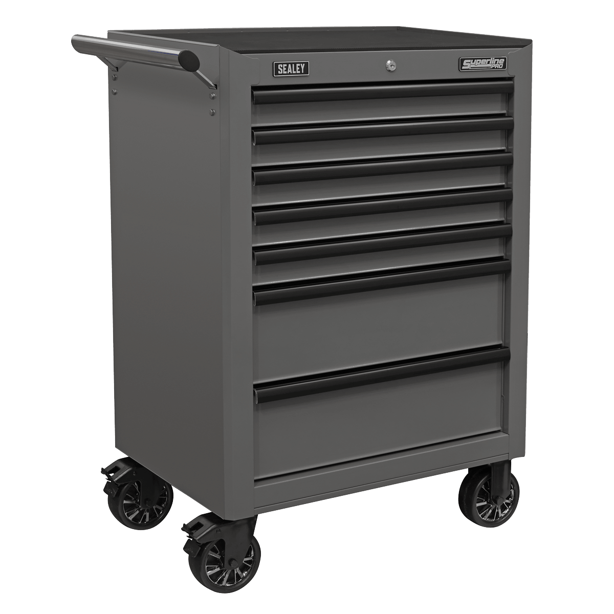 Sealey APSTACKTGR Superline PRO® Topchest, Mid-Box Tool Chest & Rollcab Combination 14 Drawer - Grey - APSTACKTGR - Sealey Tools UK - Trade Counter Direct