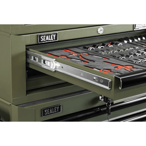 Sealey APSTACKTK Superline PRO® Topchest, Mid-Box Tool Chest & Rollcab Combination 14 Drawer - Khaki - APSTACKTK - Sealey Tools UK - Trade Counter Direct