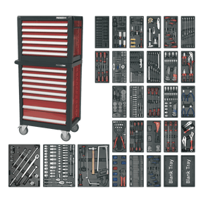 Sealey APTTC02 Premier™ Topchest & Rollcab Combination 14 Drawer with 1233pc Tool Kit - APTTC02 - Sealey Tools UK - Trade Counter Direct
