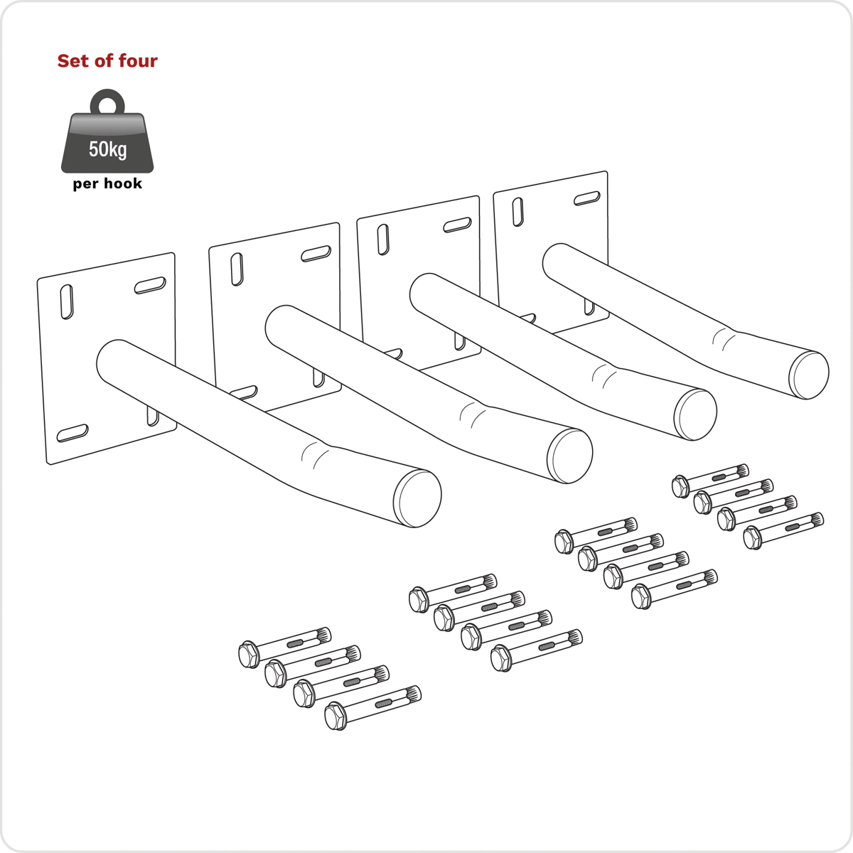 Sealey APWH Wall Mounting Storage Hooks - Set of 4 - APWH - Sealey Tools UK - Trade Counter Direct