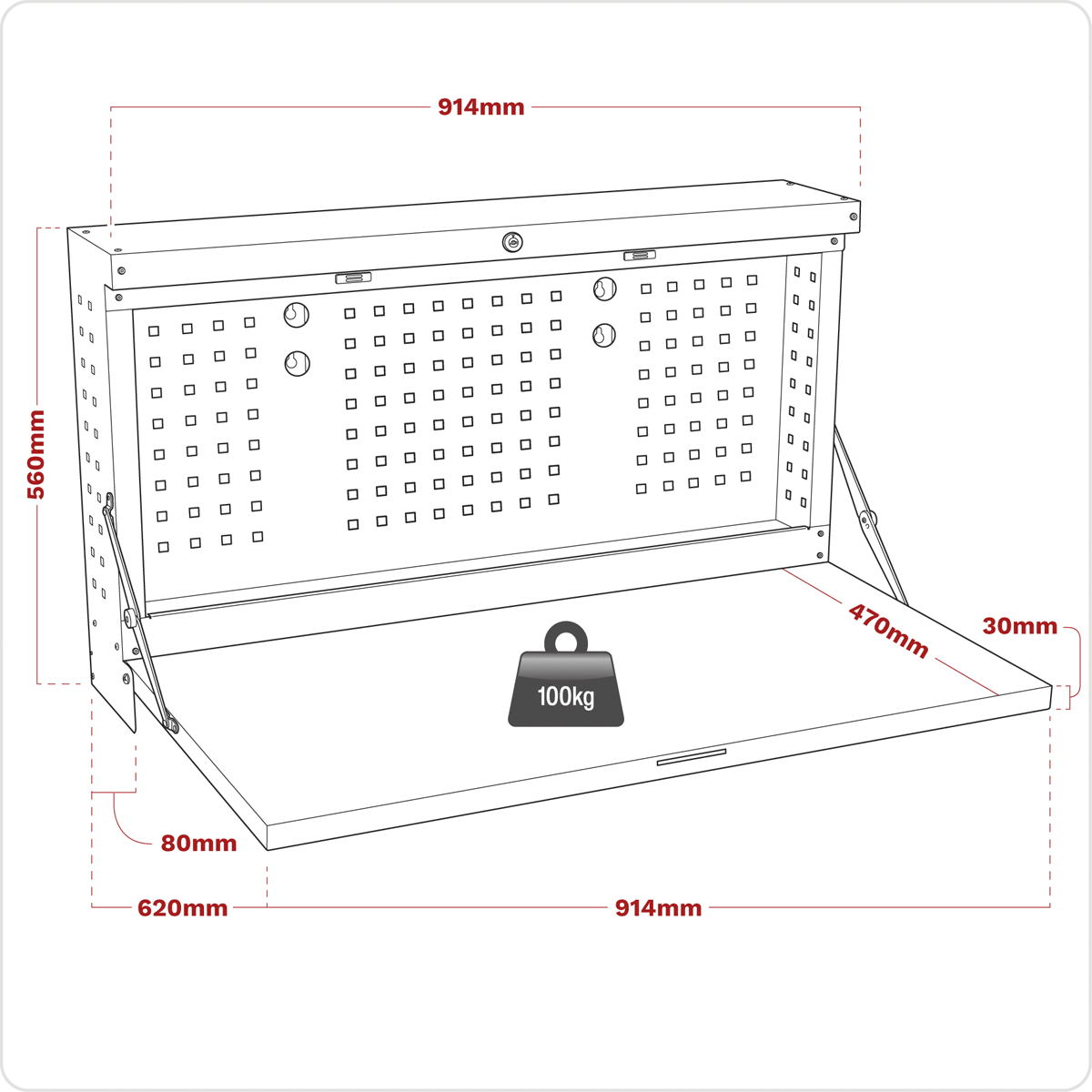 Sealey APWMW01 Superline PRO® Wall Mounting Foldable Workbench 900mm - APWMW01 - Sealey Tools UK - Trade Counter Direct