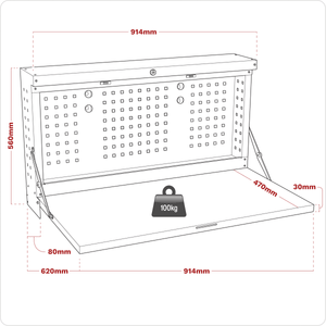 Sealey APWMW01 Superline PRO® Wall Mounting Foldable Workbench 900mm - APWMW01 - Sealey Tools UK - Trade Counter Direct