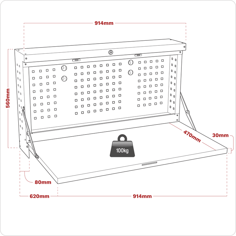 Sealey APWMW01 Superline PRO® Wall Mounting Foldable Workbench 900mm - APWMW01 - Sealey Tools UK - Trade Counter Direct