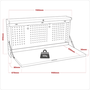 Sealey APWMW02 Superline PRO® Wall Mounting Foldable Workbench 1100mm - APWMW02 - Sealey Tools UK - Trade Counter Direct