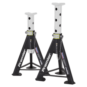 Sealey AS6 Axle Stands (Pair) 6tonne Capacity per Stand - White - AS6 - Sealey Tools UK - Trade Counter Direct