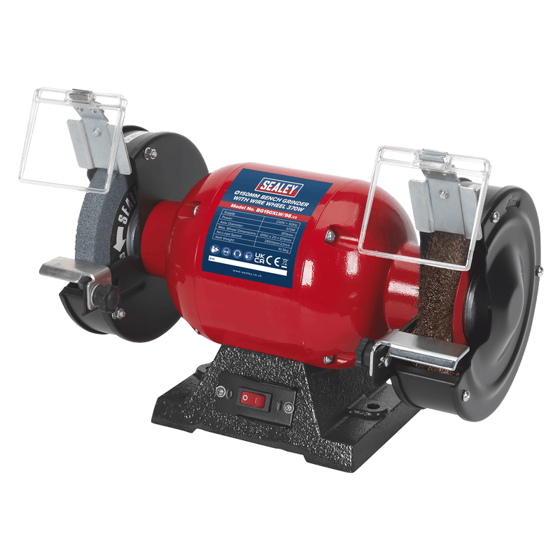 Sealey BG150XLW/98 Bench Grinder 150mm with Wire Wheel 370W/230V - BG150XLW/98 - Sealey Tools UK - Trade Counter Direct