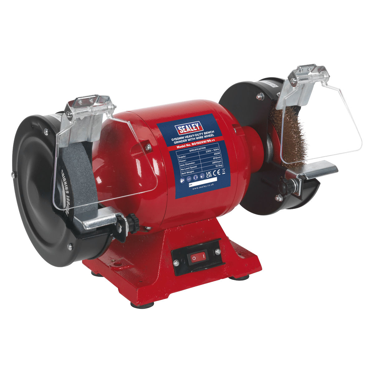 Sealey BG150XW/99 Bench Grinder Ø150mm with Wire Wheel 450W/230V Heavy - Duty - BG150XW/99 - Sealey Tools UK - Trade Counter Direct