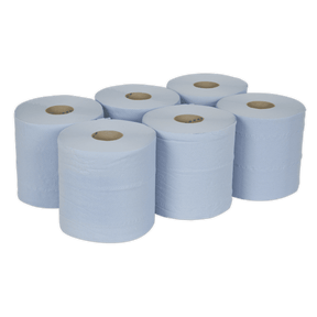 Sealey BLU150 Paper Roll Blue 2 - Ply Embossed 150m Pack of 6 - BLU150 - Sealey Tools UK - Trade Counter Direct