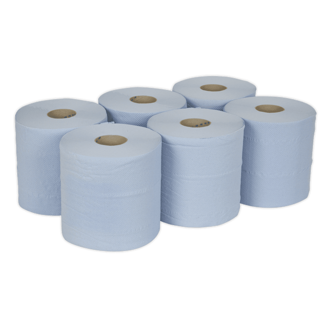 Sealey BLU150 Paper Roll Blue 2 - Ply Embossed 150m Pack of 6 - BLU150 - Sealey Tools UK - Trade Counter Direct