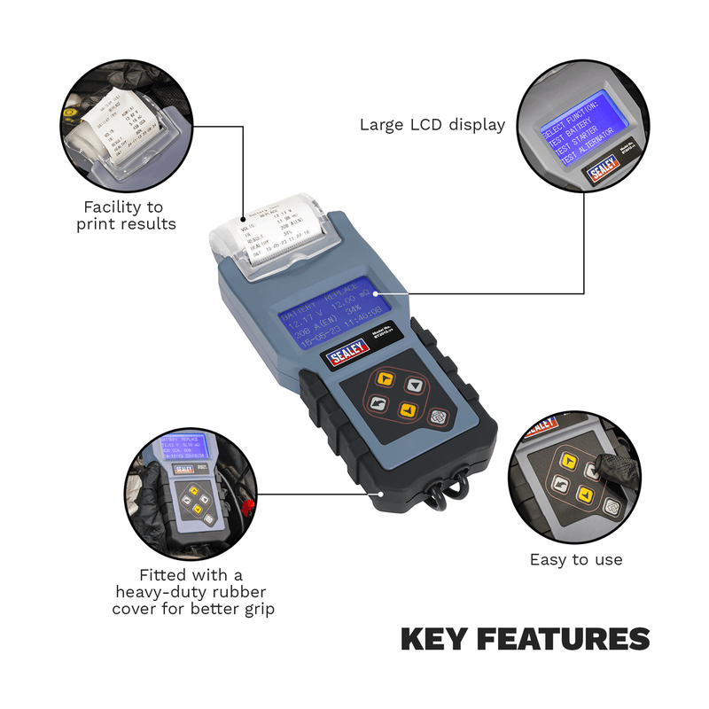 Sealey BT2012 Digital Battery & Alternator/Starter Tester with Printer 12V - BT2012 - Sealey Tools UK - Trade Counter Direct