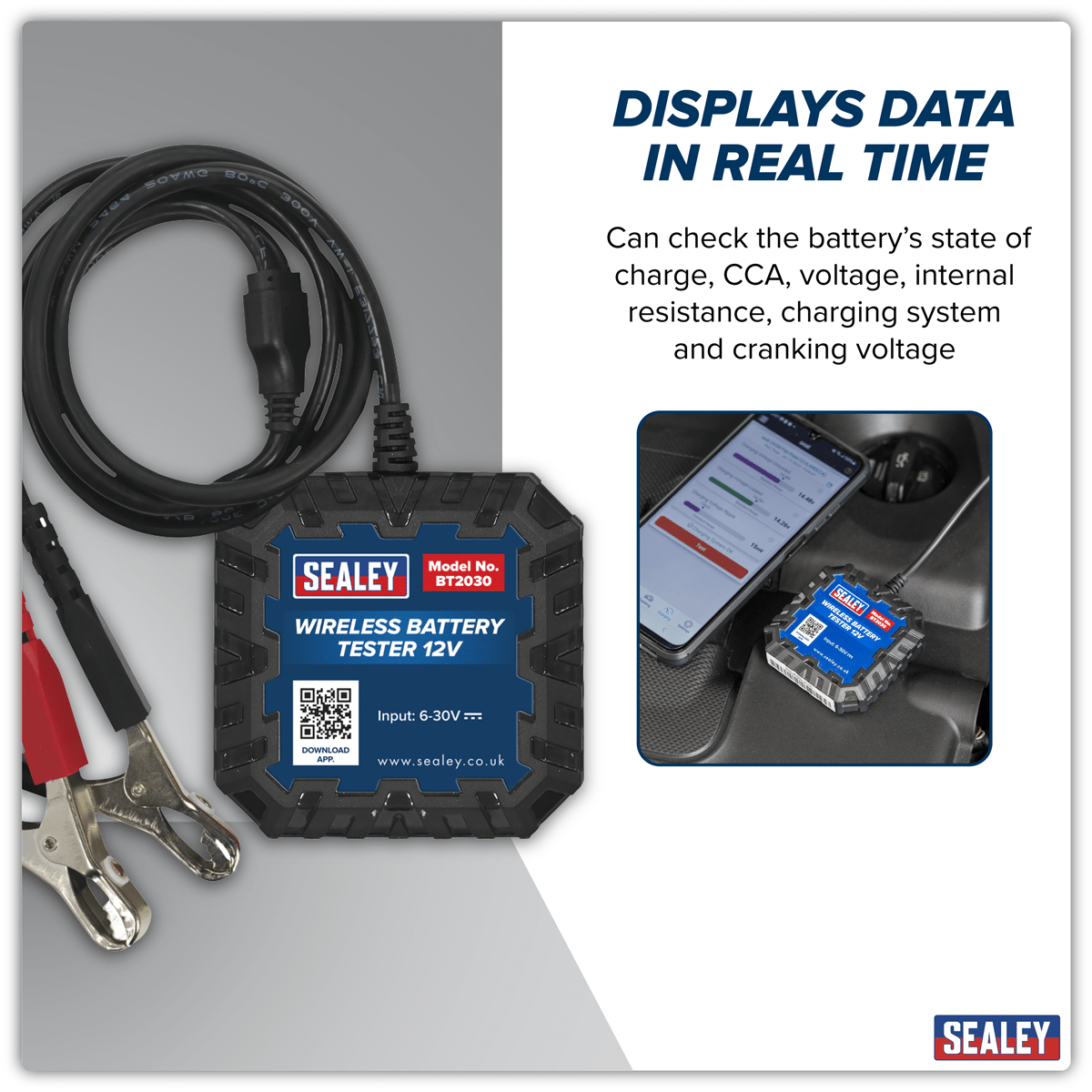 Sealey BT2030 Wireless Battery Tester 12V - BT2030 - Sealey Tools UK - Trade Counter Direct