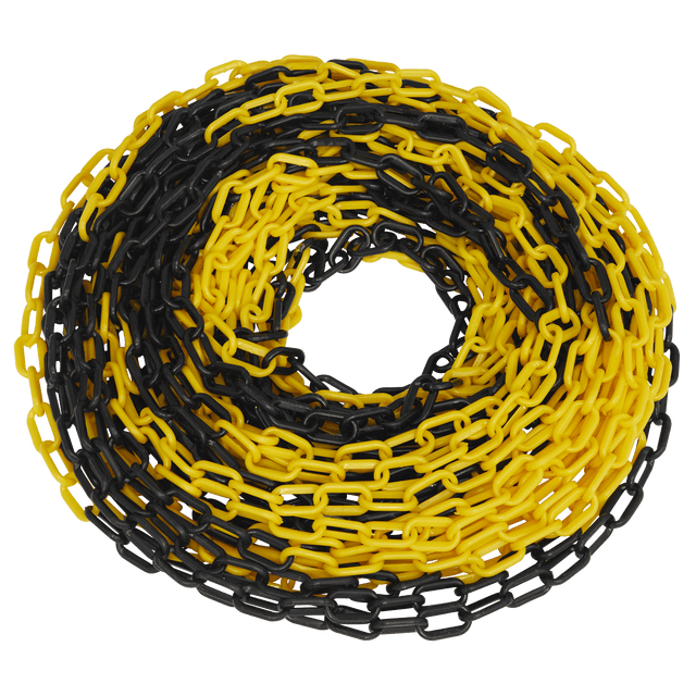 Sealey BYC25M Plastic Chain 25m x 6mm - Black/Yellow - BYC25M - Sealey Tools UK - Trade Counter Direct