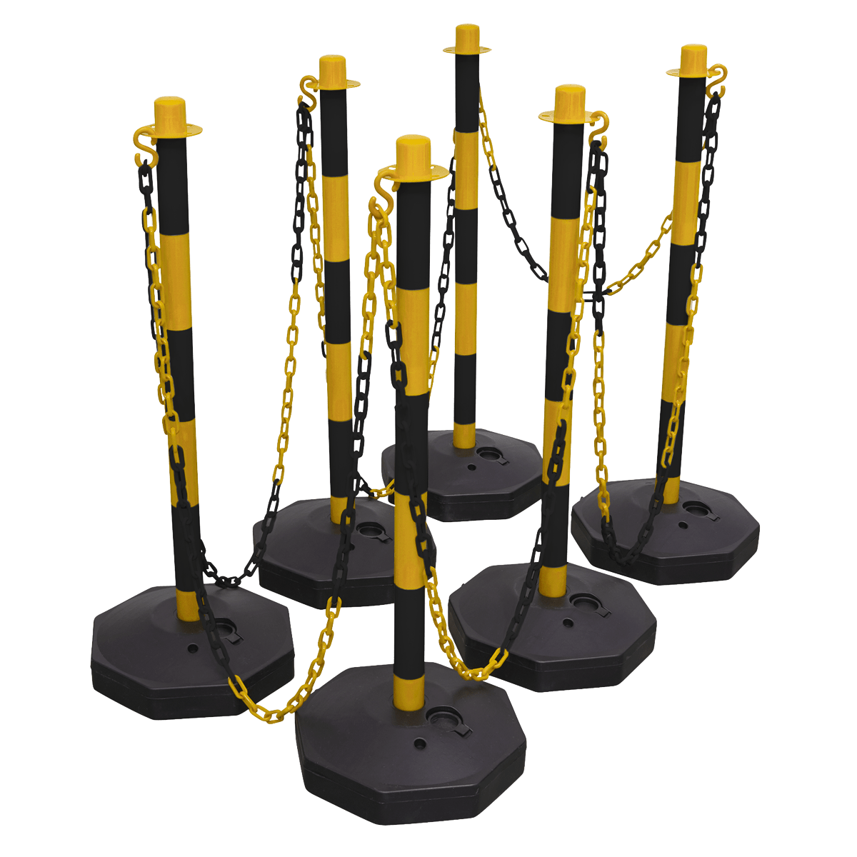 Sealey BYSBKIT Post & Chain Kit 25m - Black/Yellow - BYSBKIT - Sealey Tools UK - Trade Counter Direct