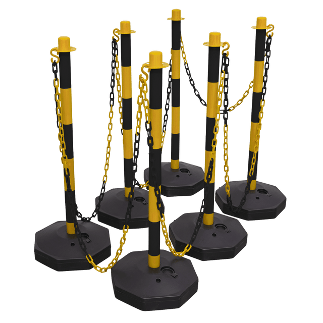 Sealey BYSBKIT Post & Chain Kit 25m - Black/Yellow - BYSBKIT - Sealey Tools UK - Trade Counter Direct