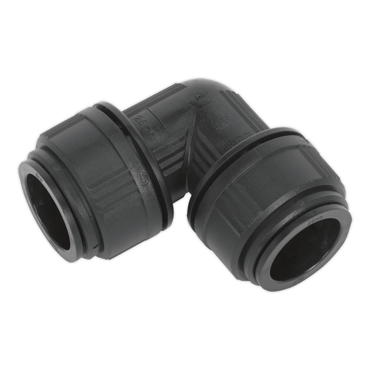 Sealey CAS28EE Equal Elbow Ø28mm Pack of 5 (John Guest Speedfit® - PM0328E) - CAS28EE - Sealey Tools UK - Trade Counter Direct