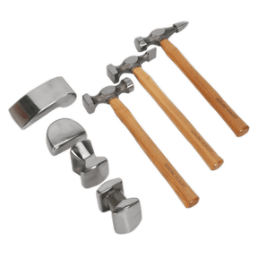 Sealey CB507 Panel Beating Set 7pc Drop - Forged Hickory Shafts - Panel Tools - SLY-11612 - Sealey Tools UK - Trade Counter Direct
