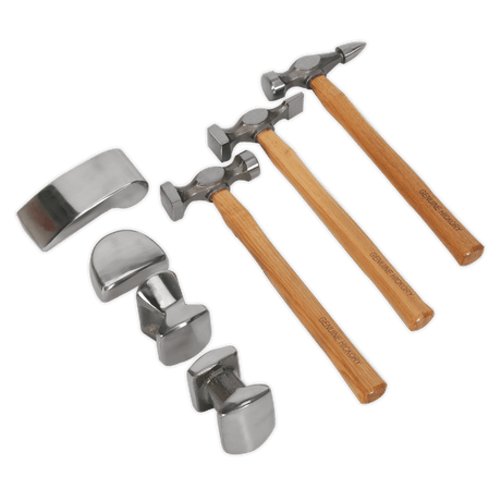 Sealey CB507 Panel Beating Set 7pc Drop - Forged Hickory Shafts - Panel Tools - SLY-11612 - Sealey Tools UK - Trade Counter Direct