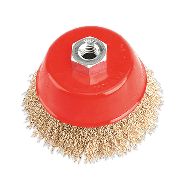 Sealey CBC100 100mm Brassed Steel Crimped Wire Cup Brush M14 x 2mm - CBC100 - Sealey Tools UK - Trade Counter Direct