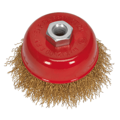 Sealey CBC752 75mm Brassed Steel Crimped Wire Cup Brush M14 x 2mm - CBC752 - Sealey Tools UK - Trade Counter Direct
