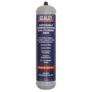 Sealey CO2/100/12 Disposable Carbon Dioxide Gas Cylinder 390g - Box of 12 - CO2/100/12 - Sealey Tools UK - Trade Counter Direct