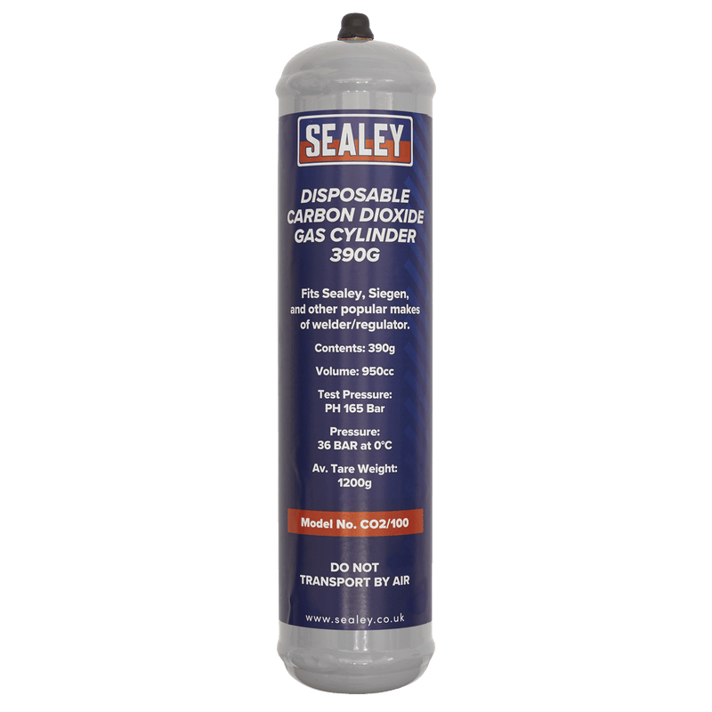 Sealey CO2/100/12 Disposable Carbon Dioxide Gas Cylinder 390g - Box of 12 - CO2/100/12 - Sealey Tools UK - Trade Counter Direct