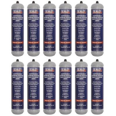 Sealey CO2/100/12 Disposable Carbon Dioxide Gas Cylinder 390g - Box of 12 - CO2/100/12 - Sealey Tools UK - Trade Counter Direct