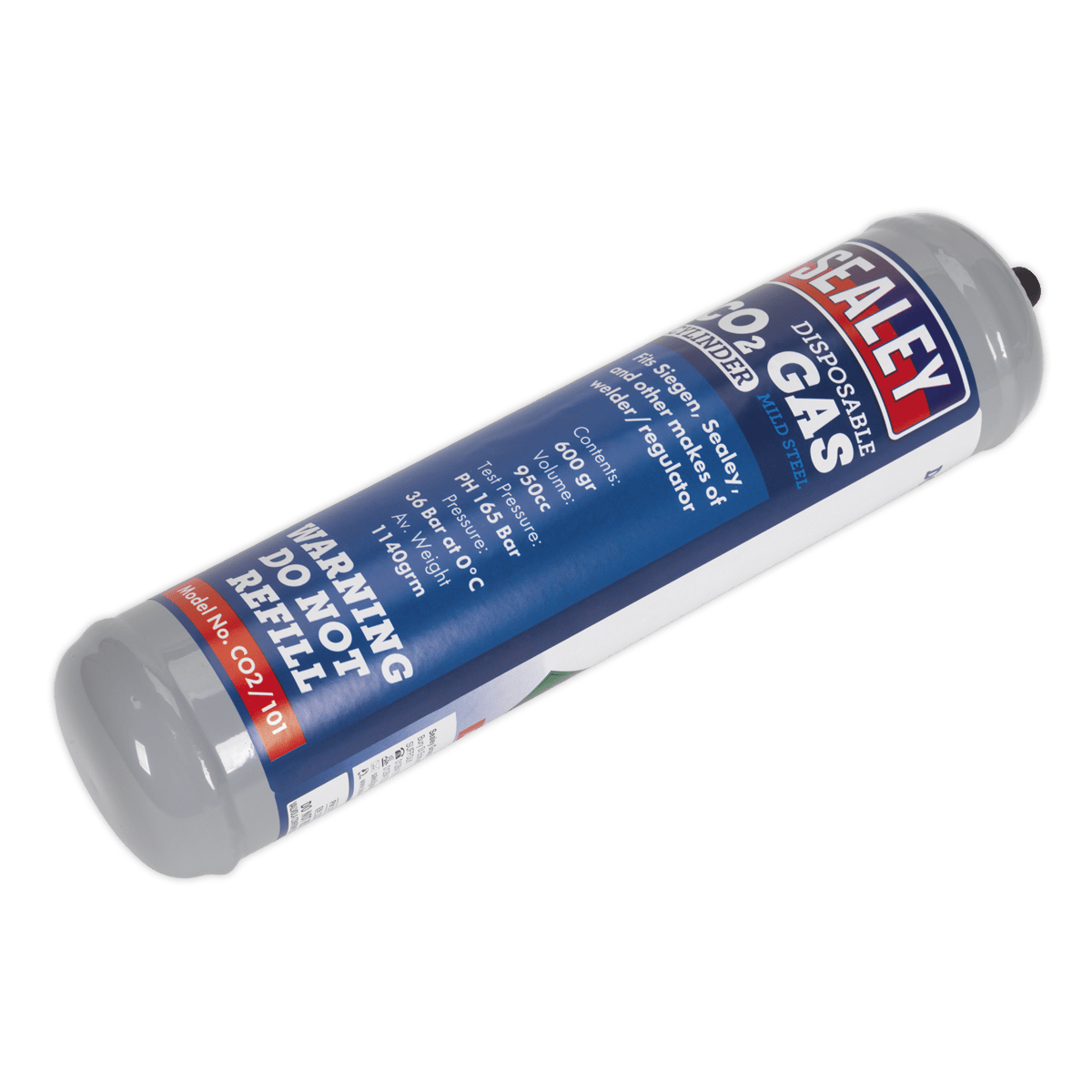 Sealey CO2/101 Gas Cylinder Disposable Carbon Dioxide 600g - CO2/101 - Sealey Tools UK - Trade Counter Direct