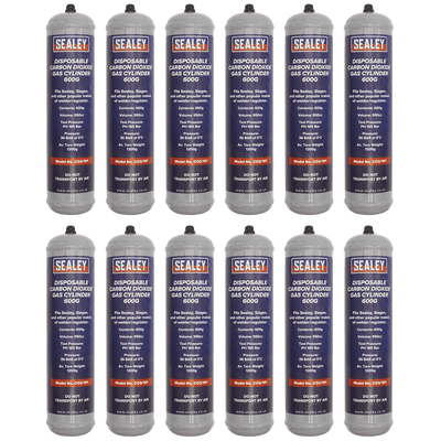 Sealey CO2/101/12 Disposable Carbon Dioxide Gas Cylinder 600g - Box of 12 - CO2/101/12 - Sealey Tools UK - Trade Counter Direct