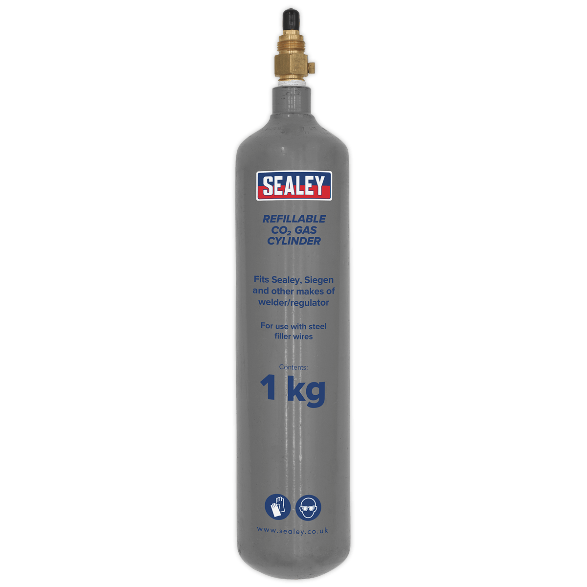 Sealey CO2/1KG Refillable Carbon Dioxide Gas Cylinder 1kg - CO2/1KG - Sealey Tools UK - Trade Counter Direct
