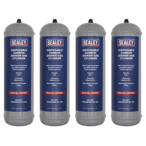 Sealey CO21KGD4 Disposable Carbon Dioxide Gas Cylinder 1.3kg - Pack of 4 - CO21KGD4 - Sealey Tools UK - Trade Counter Direct