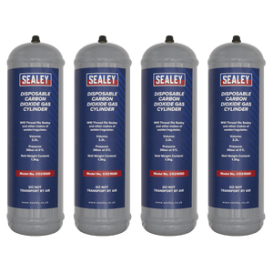 Sealey CO21KGD4 Disposable Carbon Dioxide Gas Cylinder 1.3kg - Pack of 4 - CO21KGD4 - Sealey Tools UK - Trade Counter Direct