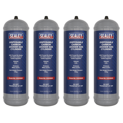 Sealey CO21KGD4 Disposable Carbon Dioxide Gas Cylinder 1.3kg - Pack of 4 - CO21KGD4 - Sealey Tools UK - Trade Counter Direct