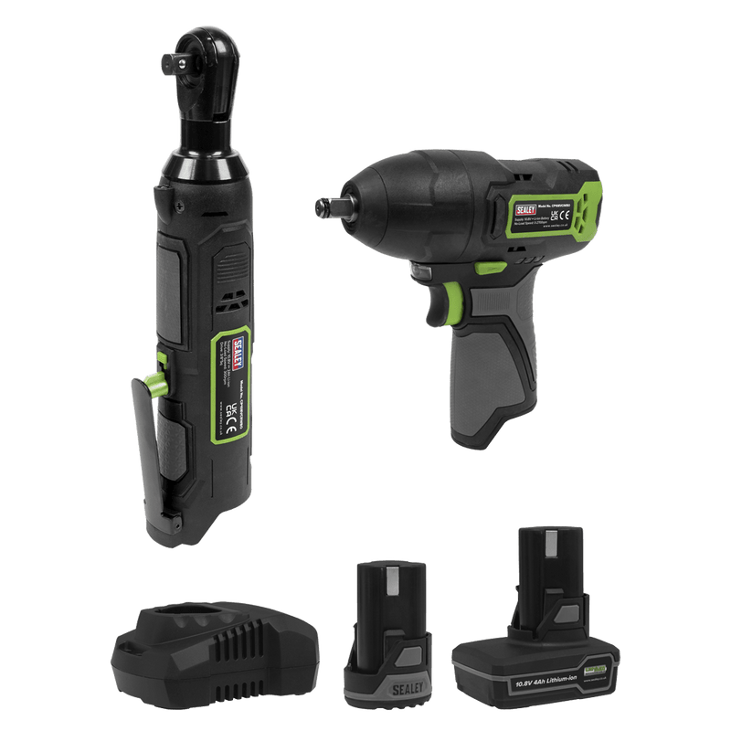 Sealey CP108VCOMBO6 2 x 10.8V SV10.8 Series Impact Wrench & Ratchet Wrench Kit - CP108VCOMBO6 - Sealey Tools UK - Trade Counter Direct