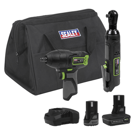 Sealey CP108VCOMBO6 2 x 10.8V SV10.8 Series Impact Wrench & Ratchet Wrench Kit - CP108VCOMBO6 - Sealey Tools UK - Trade Counter Direct