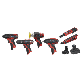 Sealey CP1200COMBO2 SV12 Series 6 x 12V Cordless Power Tool Combo Kit - CP1200COMBO2 - Sealey Tools UK - Trade Counter Direct