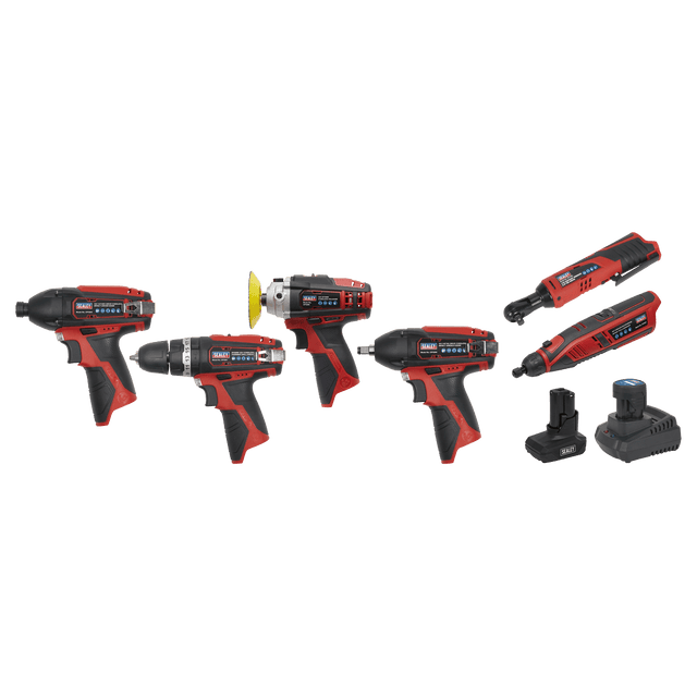 Sealey CP1200COMBO2 SV12 Series 6 x 12V Cordless Power Tool Combo Kit - CP1200COMBO2 - Sealey Tools UK - Trade Counter Direct