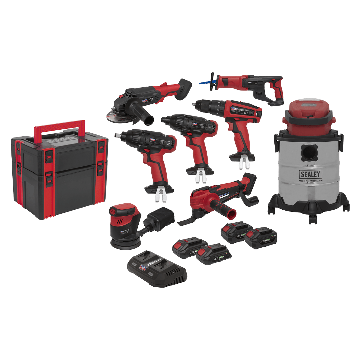 Sealey CP20VCOMBO4 SV20 Series 8 x 20V Cordless Tool Combo - 4 Batteries - CP20VCOMBO4 - Sealey Tools UK - Trade Counter Direct