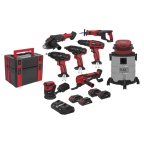 Sealey CP20VCOMBO4 SV20 Series 8 x 20V Cordless Tool Combo - 4 Batteries - CP20VCOMBO4 - Sealey Tools UK - Trade Counter Direct