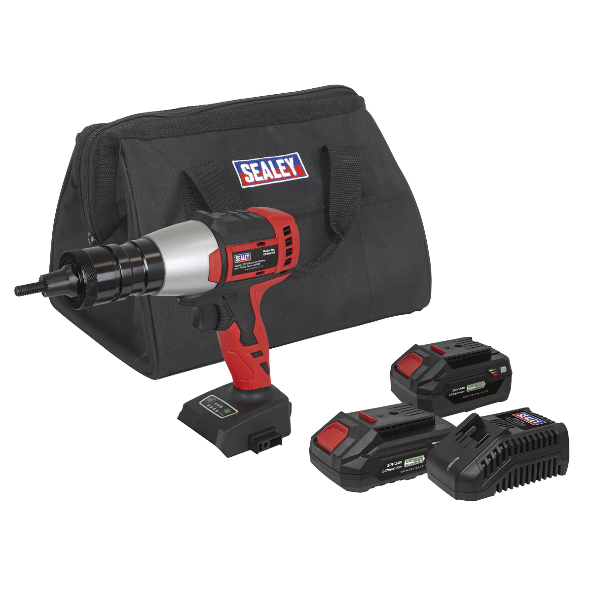 Sealey CP20VNRKIT 20V SV20 Series Brushless Cordless Nut Riveter Kit - 2 Batteries - CP20VNRKIT - Sealey Tools UK - Trade Counter Direct