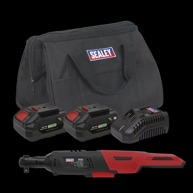 Sealey CP20VRWKIT Cordless Ratchet Wrench 3/8"Sq Drive Kit 20V SV20 Series - 2 Batteries - CP20VRWKIT - Sealey Tools UK - Trade Counter Direct