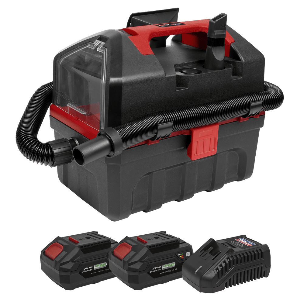 Sealey CP20VWDVKIT Cordless Wet & Dry Vacuum Kit 2 Batteries - 20V 4Ah SV20 Series - CP20VWDVKIT - Sealey Tools UK - Trade Counter Direct